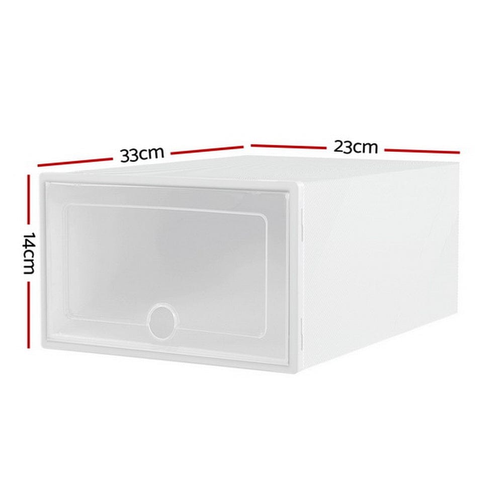 Artiss Home & Garden > Storage > Storage Boxes Artiss Shoe Box Rack DIY Set of 12 Stackable White Abel