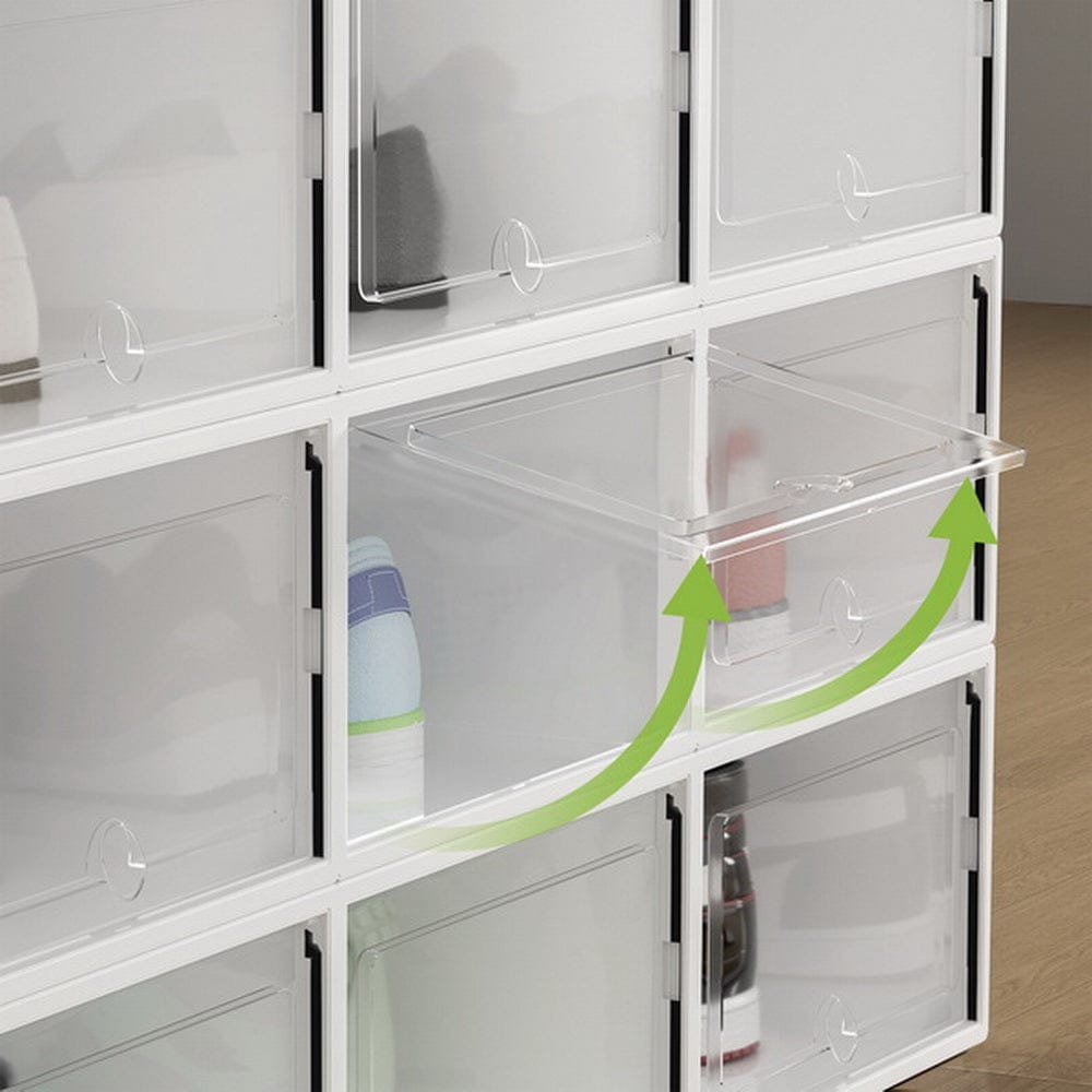 Artiss Home & Garden > Storage > Storage Boxes Artiss Shoe Box Rack DIY Set of 12 Stackable White Abel