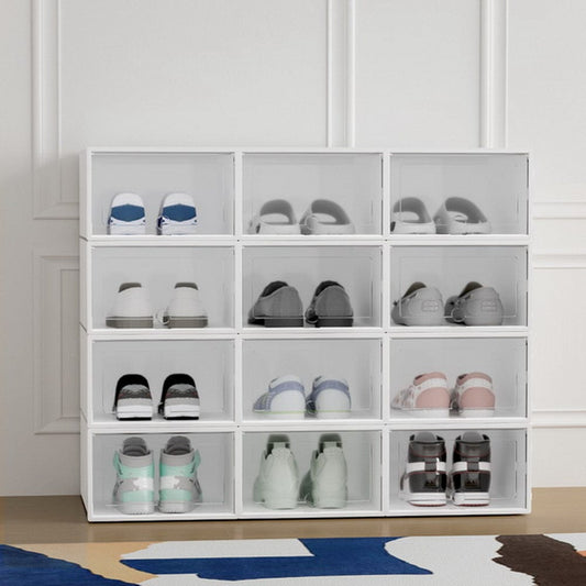 Artiss Home & Garden > Storage > Storage Boxes Artiss Shoe Box Rack DIY Set of 12 Stackable White Abel