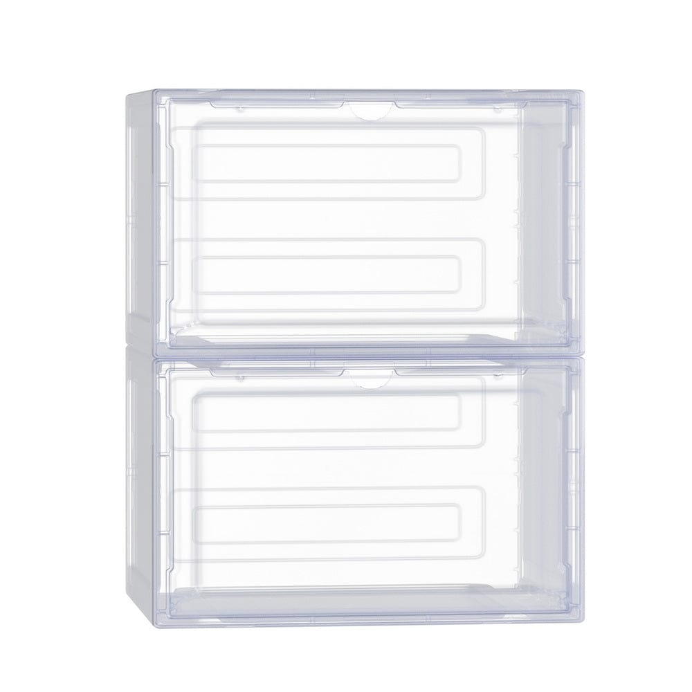 Artiss Home & Garden > Storage > Storage Boxes Artiss Shoe Box Rack DIY Set of 2 Stackable Magnetic Door