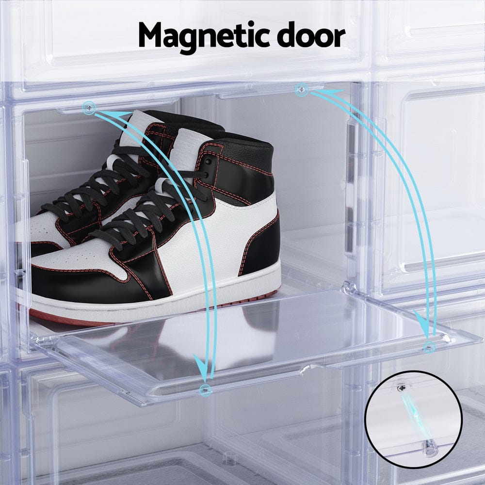 Artiss Home & Garden > Storage > Storage Boxes Artiss Shoe Box Rack DIY Set of 2 Stackable Magnetic Door