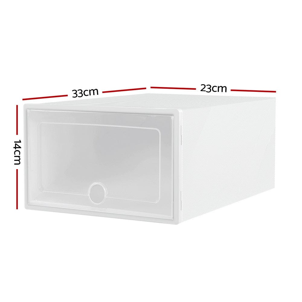 Artiss Home & Garden > Storage > Storage Boxes Artiss Shoe Box Rack DIY Set of 24 Stackable White Abel