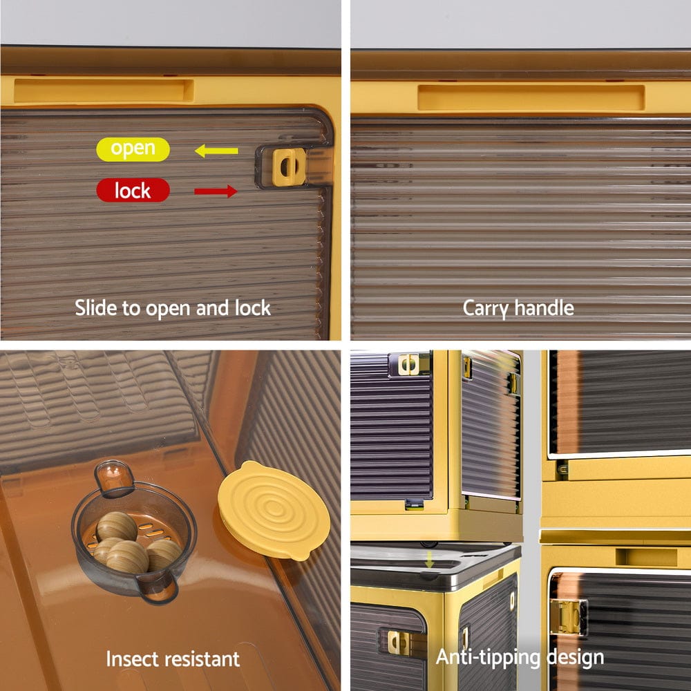Artiss Home & Garden > Storage > Storage Boxes Artiss Storage Box Container Foldable Stackable 5 Sides Open Transparent 115L