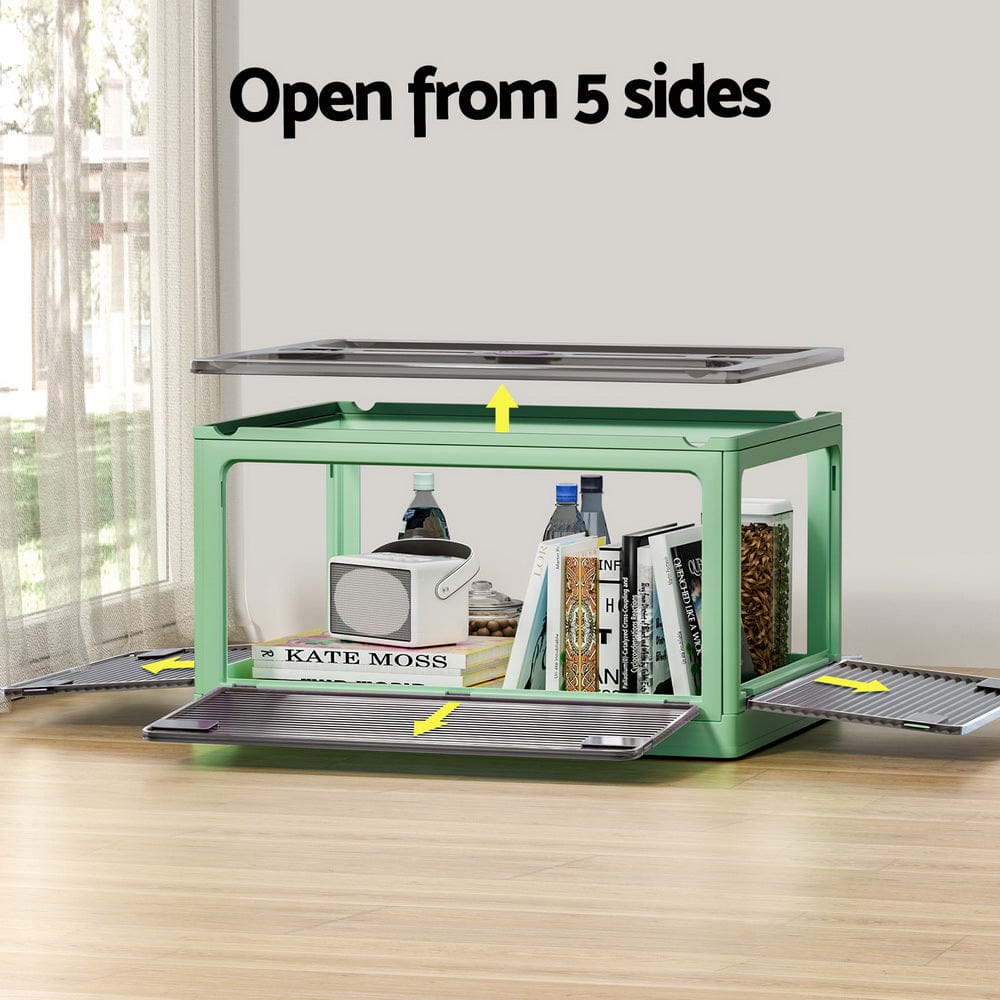 Artiss Home & Garden > Storage > Storage Boxes Artiss Storage Box Container Foldable Stackable 5 Sides Open Transparent 82L