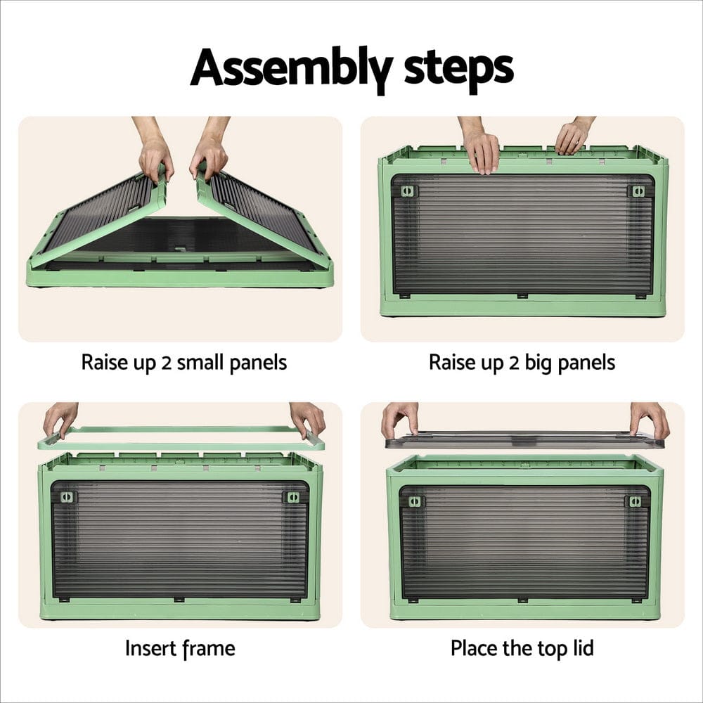 Artiss Home & Garden > Storage > Storage Boxes Artiss Storage Box Container Foldable Stackable 5 Sides Open Transparent 82L