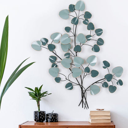 Artiss Home & Garden > Wall Art > 3D Wall Art Artiss Metal Wall Art Hanging Sculpture Home Decor Leaf Tree of Life Blue
