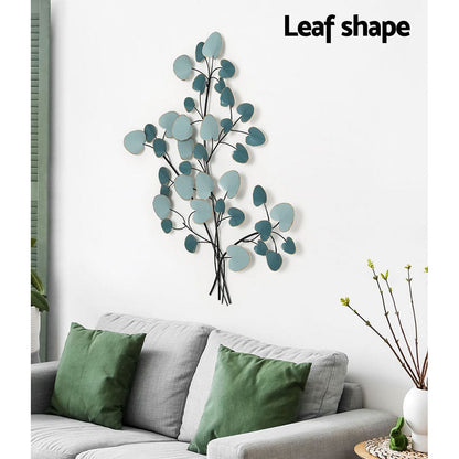 Artiss Home & Garden > Wall Art > 3D Wall Art Artiss Metal Wall Art Hanging Sculpture Home Decor Leaf Tree of Life Blue