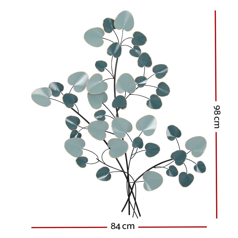 Artiss Home & Garden > Wall Art > 3D Wall Art Artiss Metal Wall Art Hanging Sculpture Home Decor Leaf Tree of Life Blue