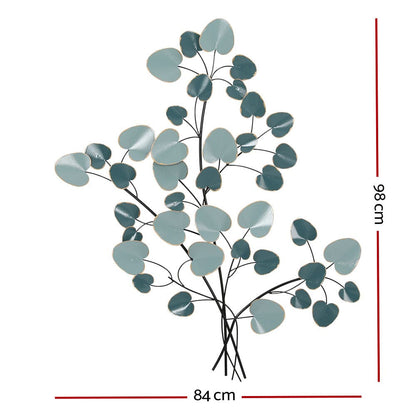 Artiss Home & Garden > Wall Art > 3D Wall Art Artiss Metal Wall Art Hanging Sculpture Home Decor Leaf Tree of Life Blue