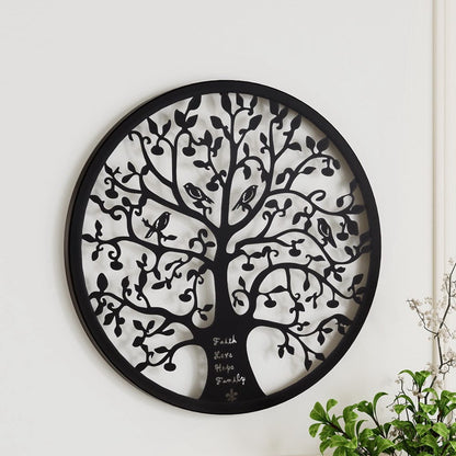 Artiss Home & Garden > Wall Art > 3D Wall Art Artiss Metal Wall Art Hanging Sculpture Home Decor Leaf Tree of Life Round Frame
