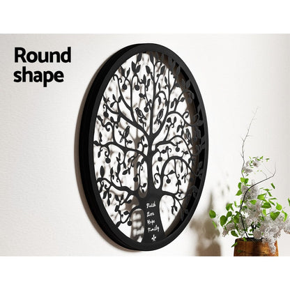 Artiss Home & Garden > Wall Art > 3D Wall Art Artiss Metal Wall Art Hanging Sculpture Home Decor Leaf Tree of Life Round Frame