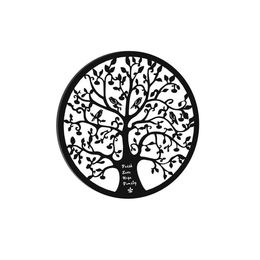 Artiss Home & Garden > Wall Art > 3D Wall Art Artiss Metal Wall Art Hanging Sculpture Home Decor Leaf Tree of Life Round Frame
