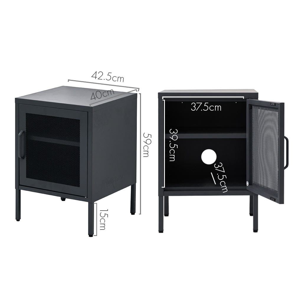Artissin Furniture > Bedroom > Bedside Tables ArtissIn Bedside Table Mesh Door Cabinet - Black