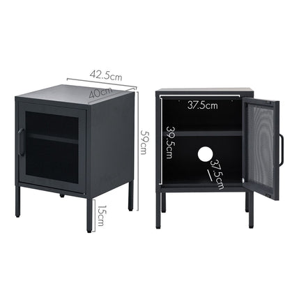 Artissin Furniture > Bedroom > Bedside Tables ArtissIn Bedside Table Mesh Door Cabinet - Black