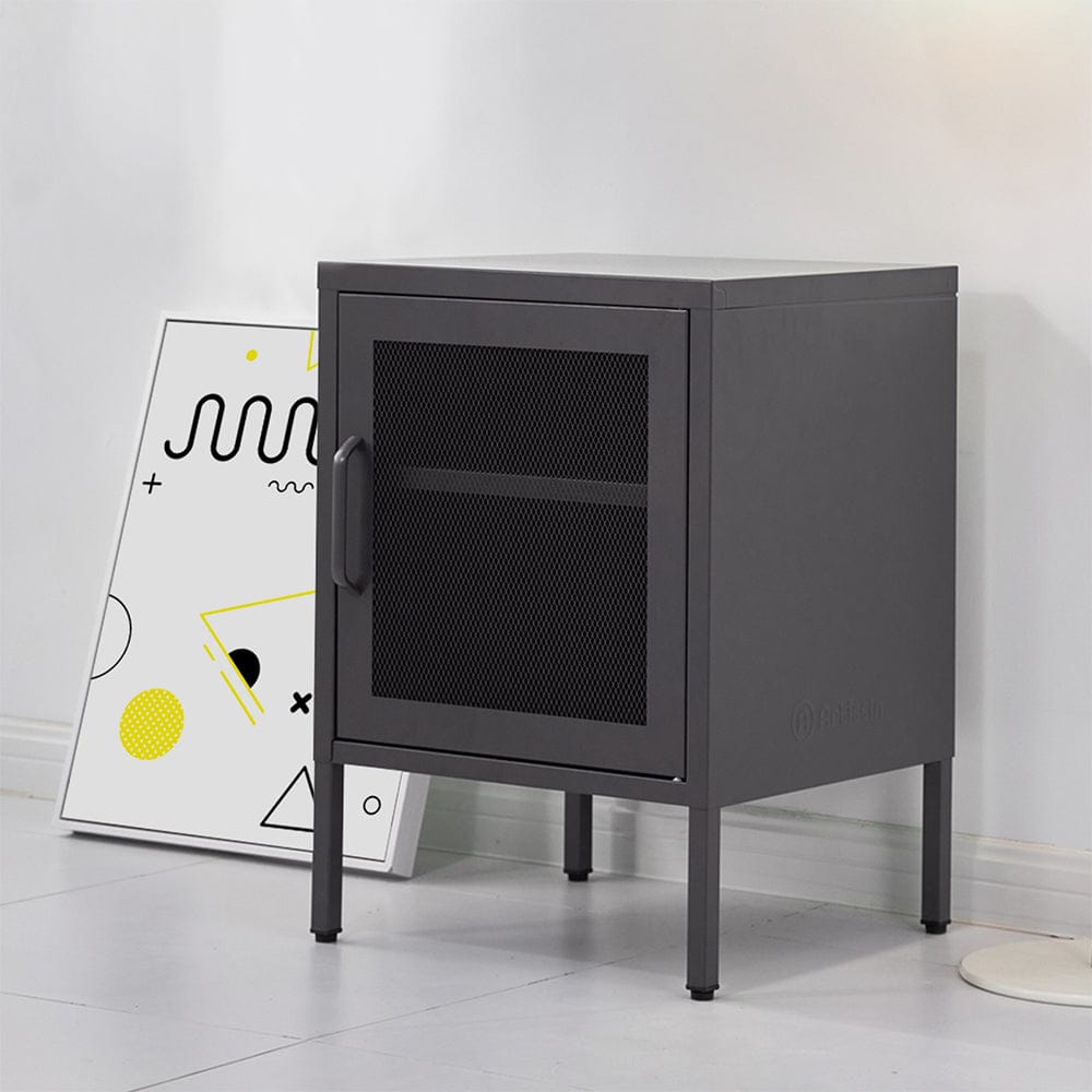 Artissin Furniture > Bedroom > Bedside Tables ArtissIn Bedside Table Mesh Door Cabinet - Black