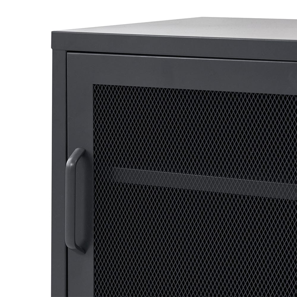 Artissin Furniture > Bedroom > Bedside Tables ArtissIn Bedside Table Mesh Door Cabinet - Black