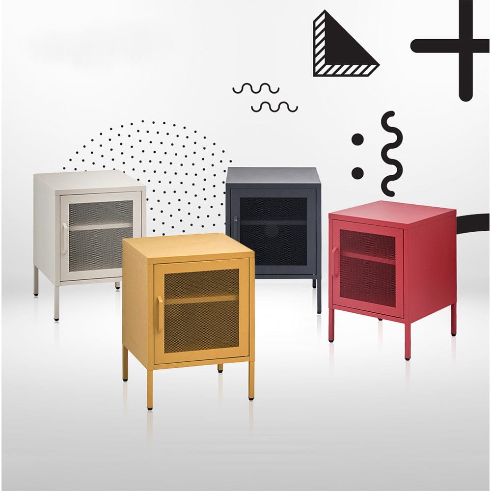 Artissin Furniture > Bedroom > Bedside Tables ArtissIn Bedside Table Mesh Door Cabinet - Black