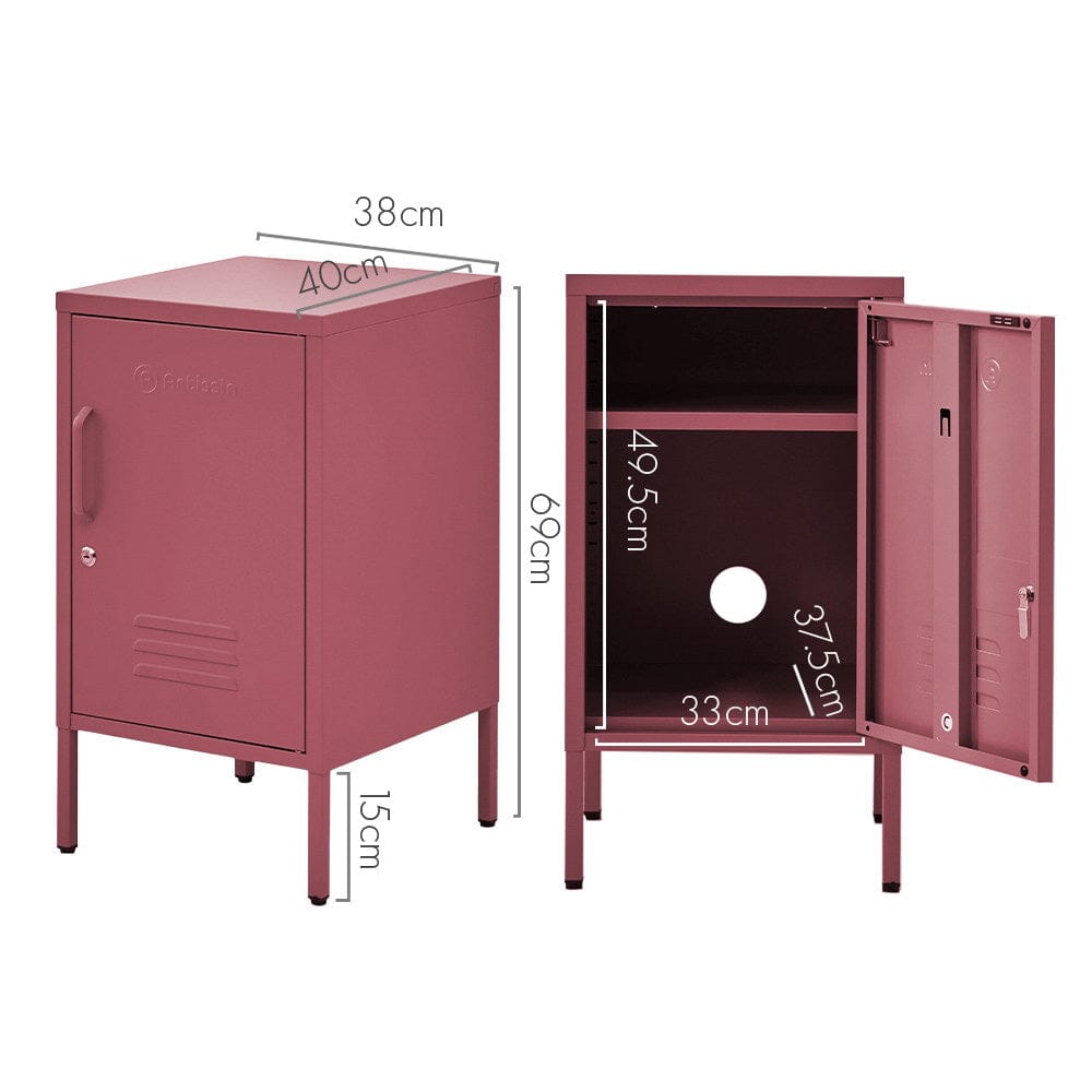 Artissin Furniture > Bedroom > Bedside Tables ArtissIn Bedside Table Metal Cabinet - MINI Pink