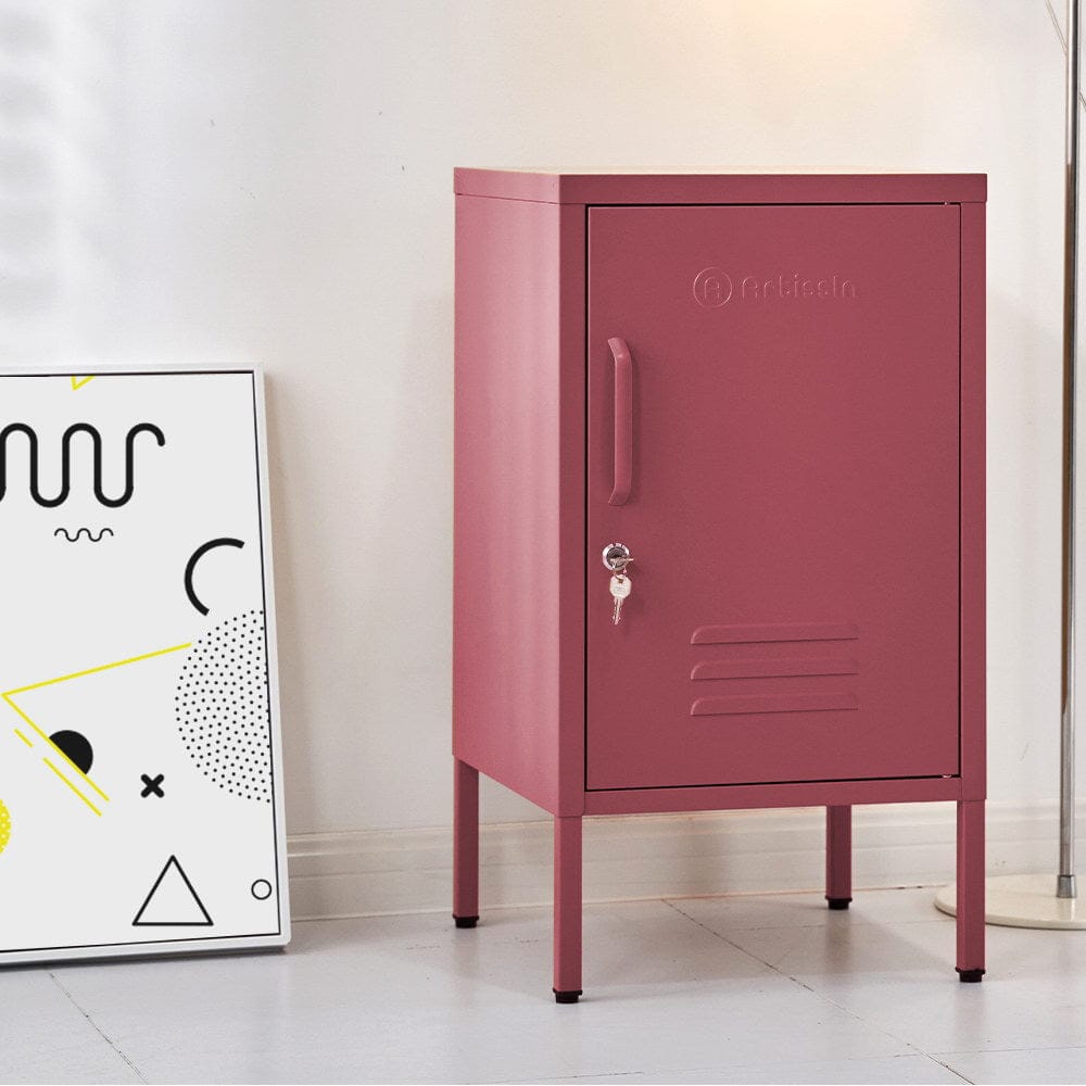 Artissin Furniture > Bedroom > Bedside Tables ArtissIn Bedside Table Metal Cabinet - MINI Pink