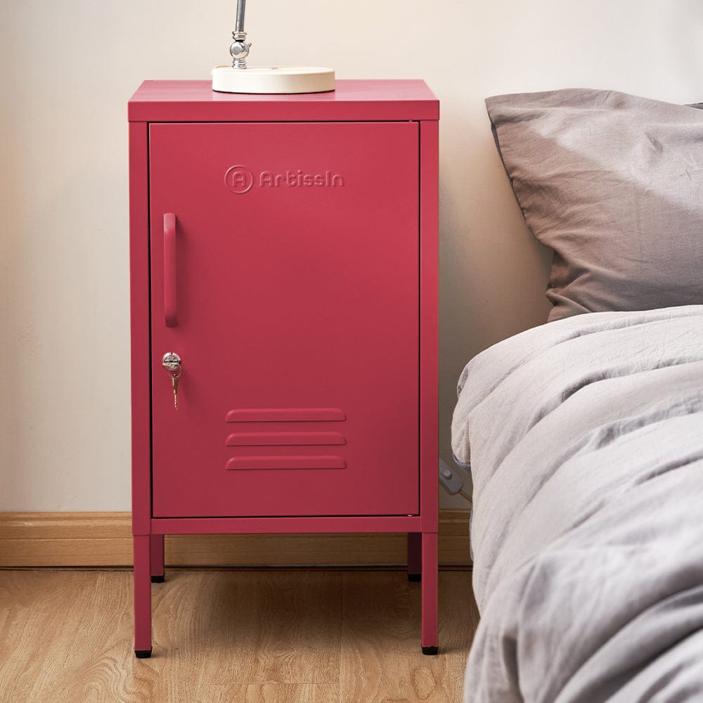 Artissin Furniture > Bedroom > Bedside Tables ArtissIn Bedside Table Metal Cabinet - MINI Pink