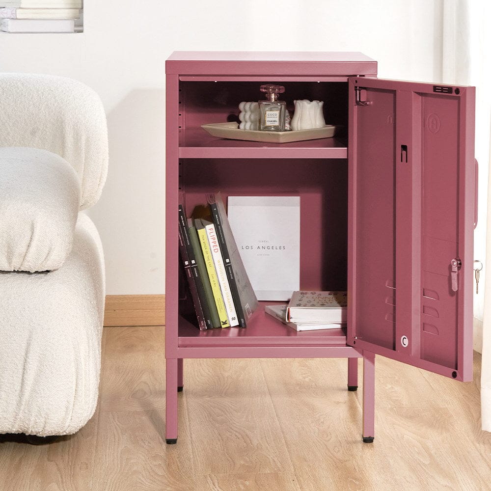 Artissin Furniture > Bedroom > Bedside Tables ArtissIn Bedside Table Metal Cabinet - MINI Pink
