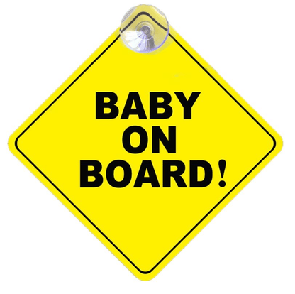 Auto Cars BABY ON BOARD Safety Car Window Suction Cup Yellow Reflective Warning Vehicle