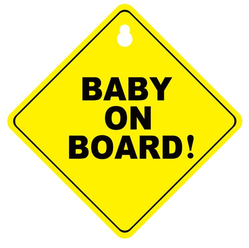 Auto Cars BABY ON BOARD Safety Car Window Suction Cup Yellow Reflective Warning Vehicle