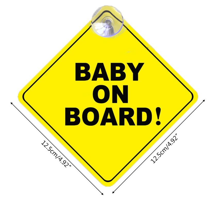 Auto Cars BABY ON BOARD Safety Car Window Suction Cup Yellow Reflective Warning Vehicle