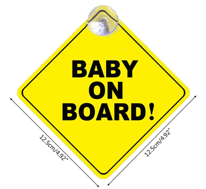 Auto Cars BABY ON BOARD Safety Car Window Suction Cup Yellow Reflective Warning Vehicle