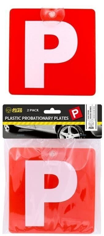 Auto Cars P Plate Sticker 2 Pack Plastic Probationary Red Ps P Plates Pair Secure Hold Suction Cups Hook