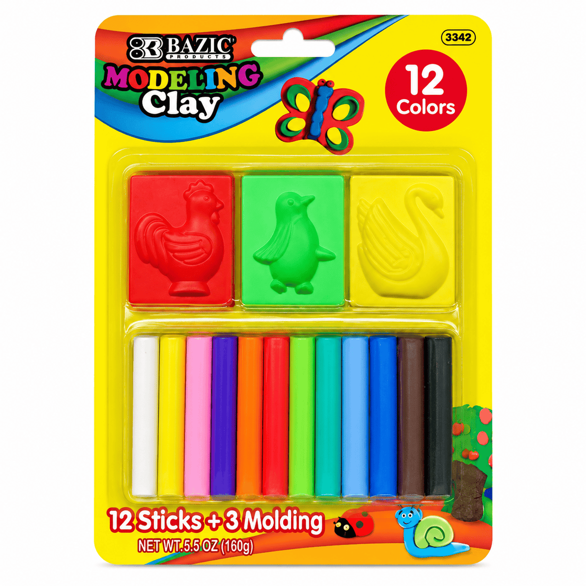 Bazic Baby & Kids > Baby & Kid's Toys > Activity Toys Craft Polymer Clay Soft Modelling Moulding Strip Plasticine DIY Toys Stick 15pcs