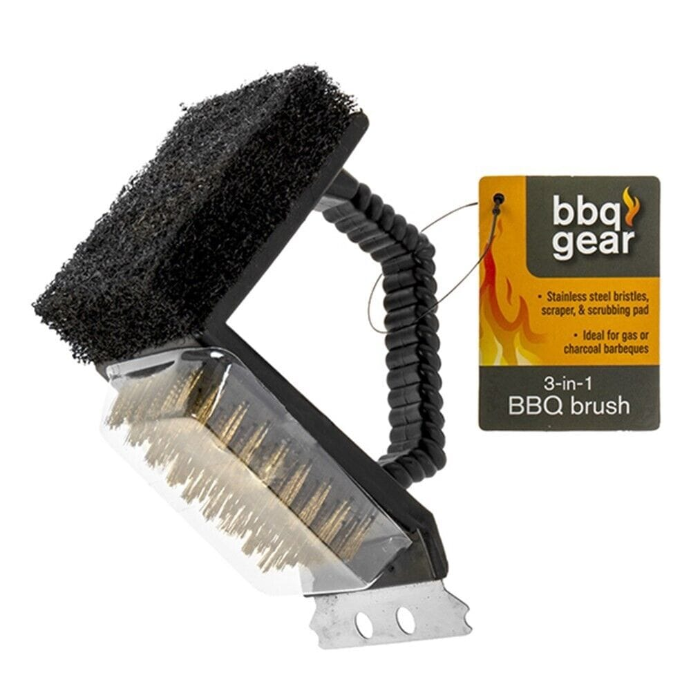 BBQ gear Bbq Grill Cleaning Brush Stainless Steel Scraper Scrubber 3 in 1 Cleaner Tool