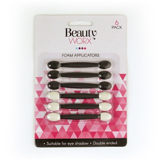 Beauty Worx Eyeshadow brush 6 Pack Premium Applicator Eyeshadow Brush Foam Double End Disposable Wand stick