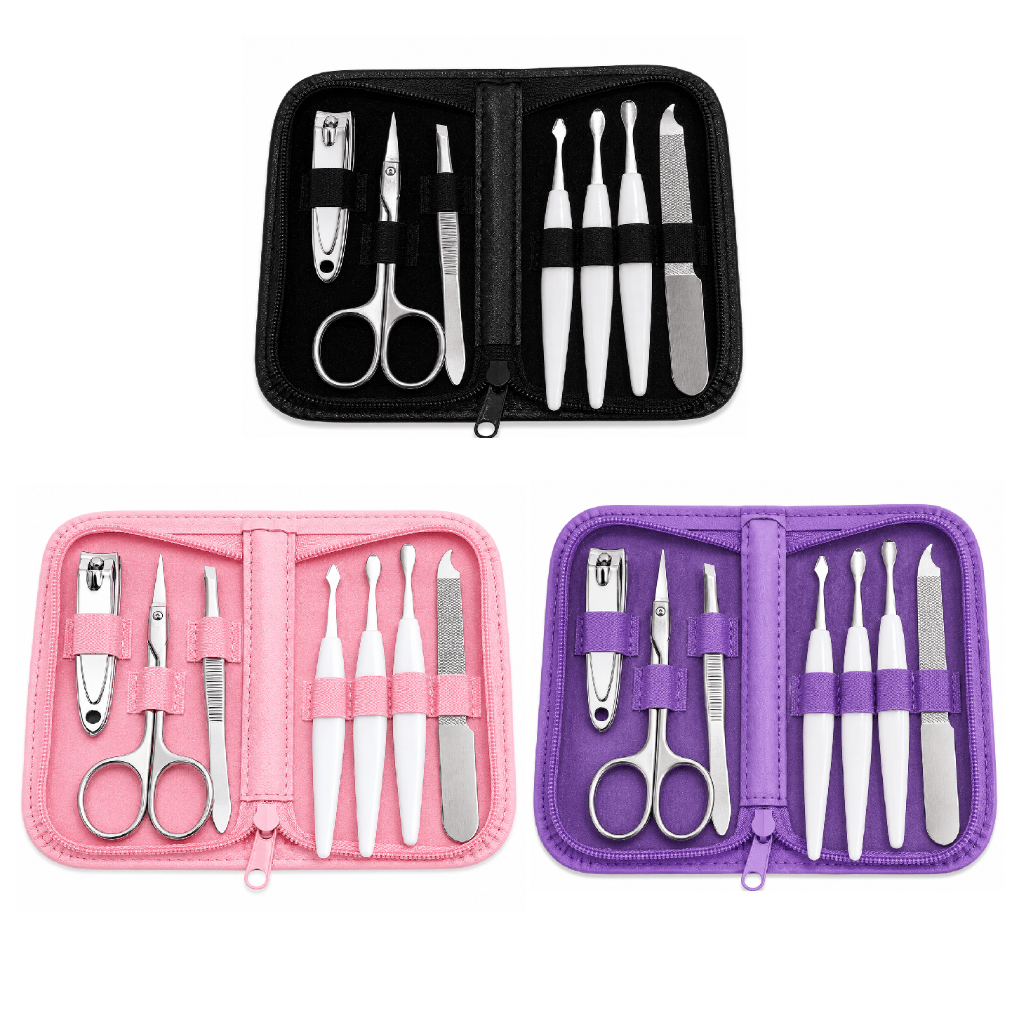 Beauty Worx Manicure Set 7PCS Manicure Pedicure Set Stainless Nail Clippers Kit Cuticle Grooming Case