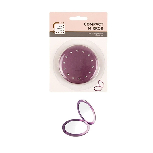 Beauty Worx Mirror Purple 1x Round Compact Mirror Folding Makeup Beauty Outdoor Pocket Travel Portable
