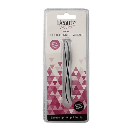 Beauty Worx Tweezers Slanted Pointed Tip Eyebrow Double Tweezers Stainless Steel hair Beauty Tweezer