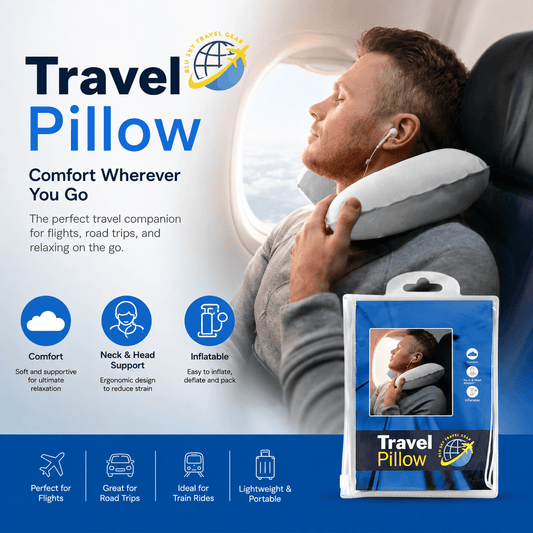 Blu Sky Travel Gear Travel Accessories Inflatable U Shaped Car Flight Travel Nap Head Rest Air Cushion Neck Pillow New