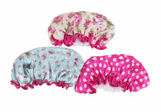 Body essential Deluxe Shower Cap Bath Hat Hair Care Woman Waterproof Double Layer Reusable