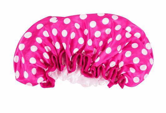 Body essential Dots Deluxe Shower Cap Bath Hat Hair Care Woman Waterproof Double Layer Reusable