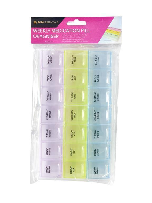 Body Essentials Pillboxes 7 Day Weekly Pill Box Medicine Tablet Organizer Dispenser Container Storage Case