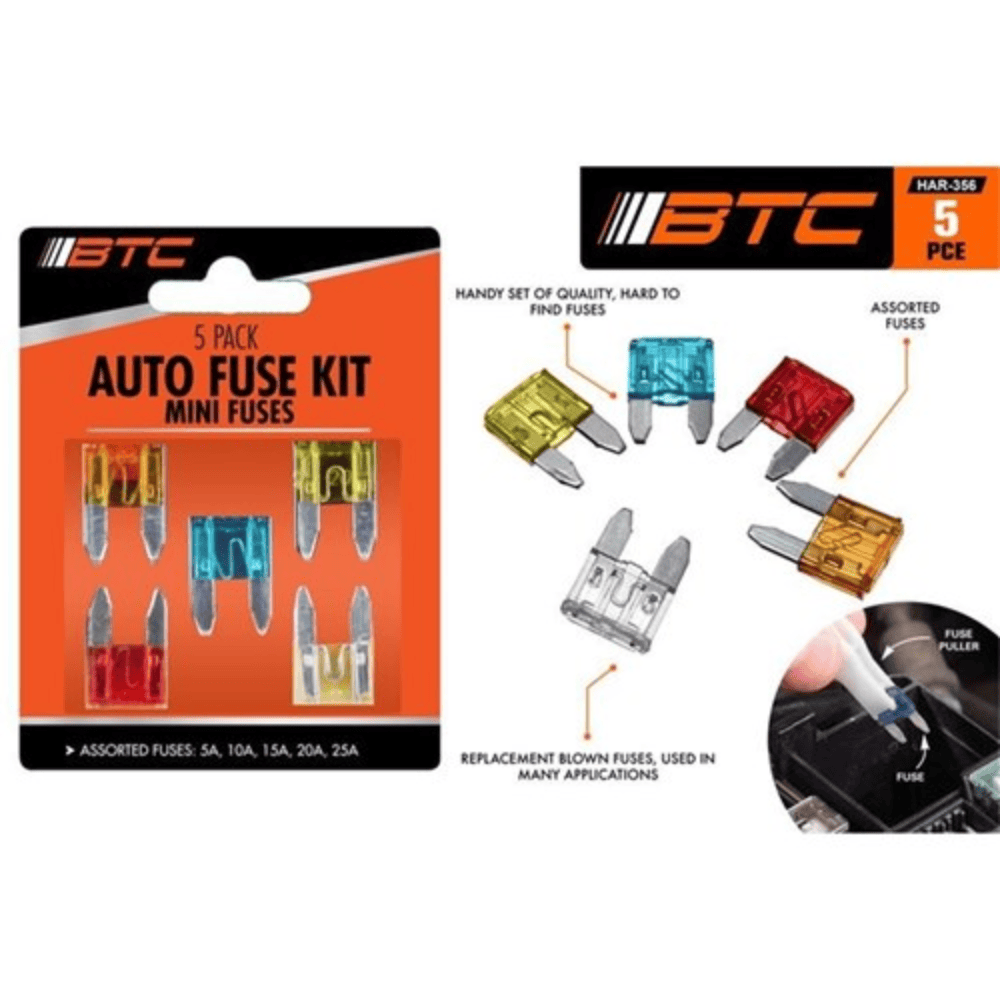 BTC 5pcs Car Auto Fuse Mini Fuse Fuses Kit Blade Assorted 5AMP 10AMP 15AMP 20AMP