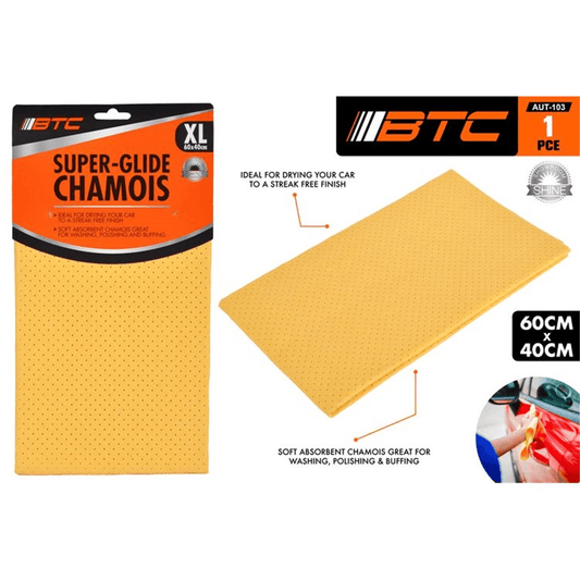 BTC Chamois 1pc Jumbo Chamois 60x40cm Car Glass Wash Dry Cloth Polish Buff Soft Absorbent