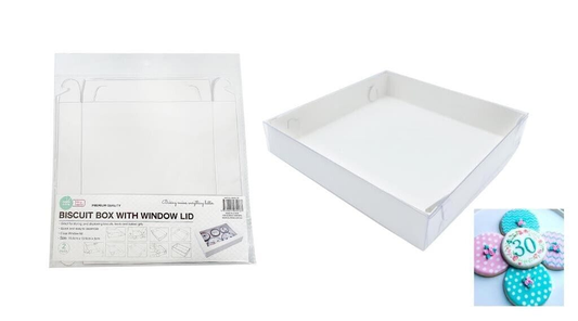 Cake slice Biscuit box 2x Cake Boxes Window Biscuit Box Clear Lid 15.5x15.5x3CM Gift Cookie Box Party