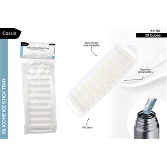 Cassia 10 Stick Water Bottle Ice Stick Tray Silicone Plastic Water Ice Cube Maker Mould