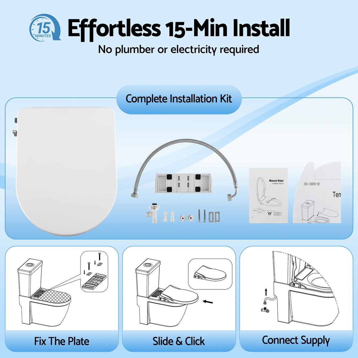 Cefito Furniture > Bathroom > Bidets Cefito Non Electric Bidet Toilet Seat D-Shape Dual Nozzle Soft Close WaterMark DIY