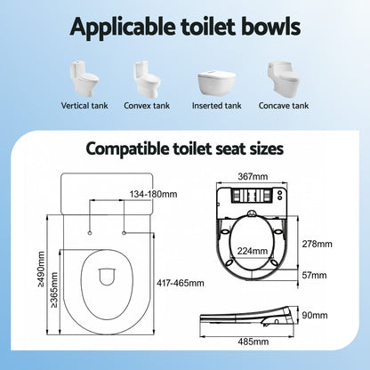 Cefito Furniture > Bathroom > Bidets Cefito Non Electric Bidet Toilet Seat D-Shape Dual Nozzle Soft Close WaterMark DIY