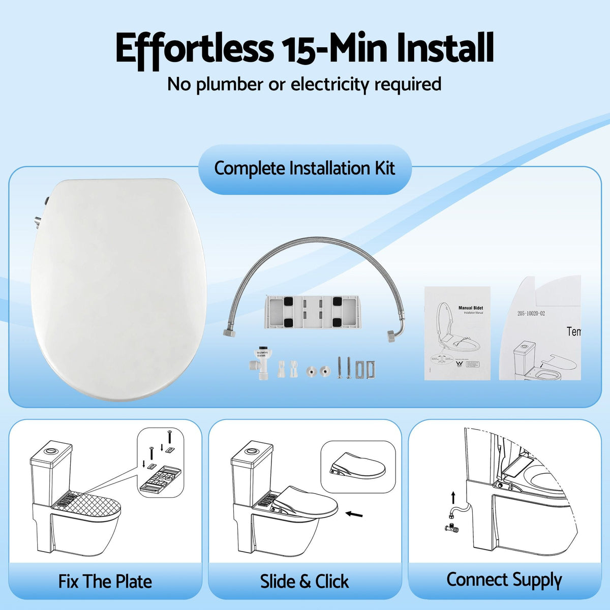 Cefito Furniture > Bathroom > Bidets Cefito Non Electric Bidet Toilet Seat O-Shape Dual Nozzle Soft Close WaterMark DIY