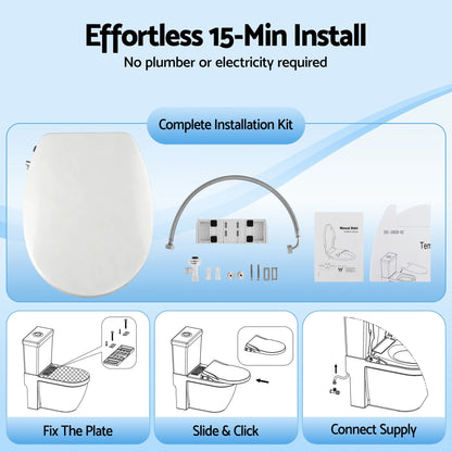 Cefito Furniture > Bathroom > Bidets Cefito Non Electric Bidet Toilet Seat O-Shape Dual Nozzle Soft Close WaterMark DIY