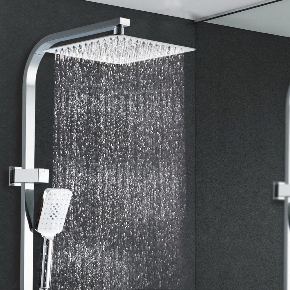 Cefito Furniture > Bathroom > Shower Heads & Screens Cefito 10'' Rain Shower Head Set Handheld Square High Pressure Chrome