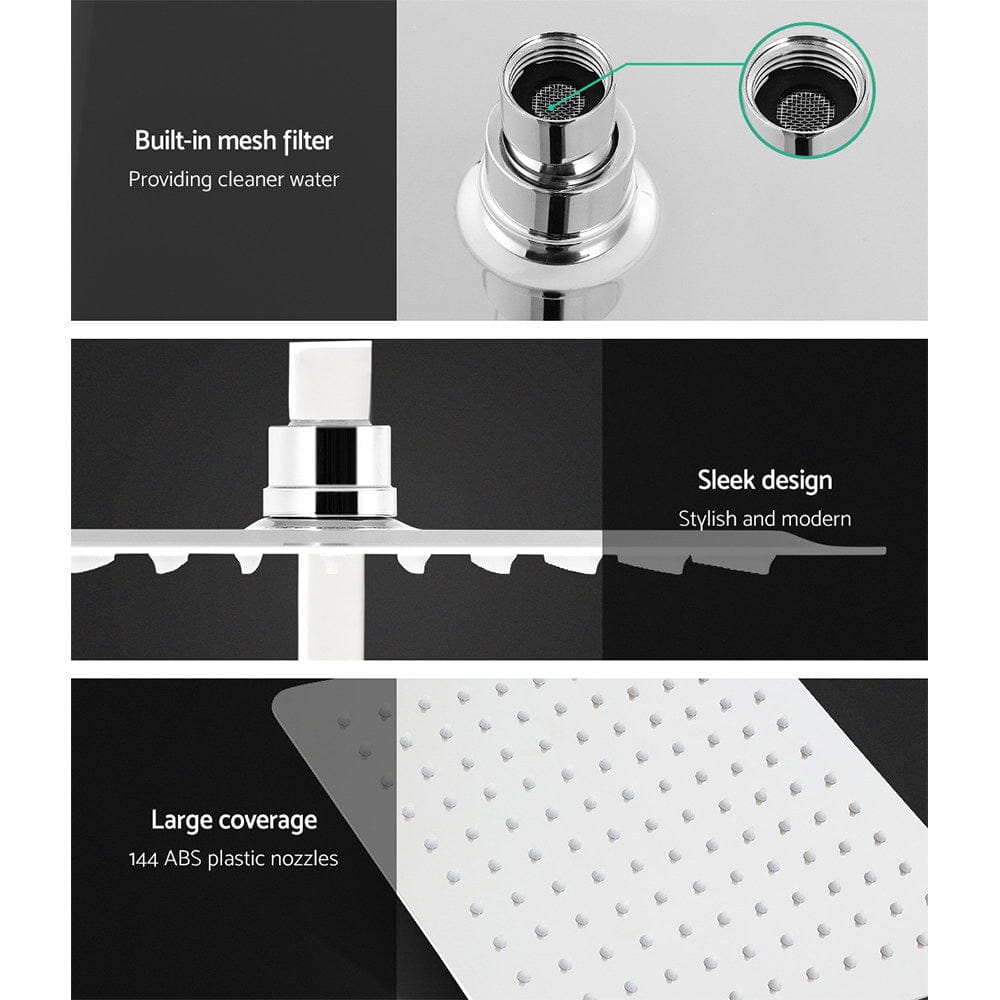 Cefito Furniture > Bathroom > Shower Heads & Screens Cefito 10'' Rain Shower Head Set Handheld Square High Pressure Chrome